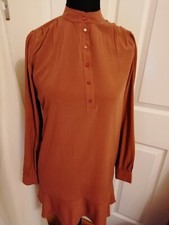Vintage Seide Tunika Bluse Gr. 8/10 (42) Burnt Orange Made in Italy