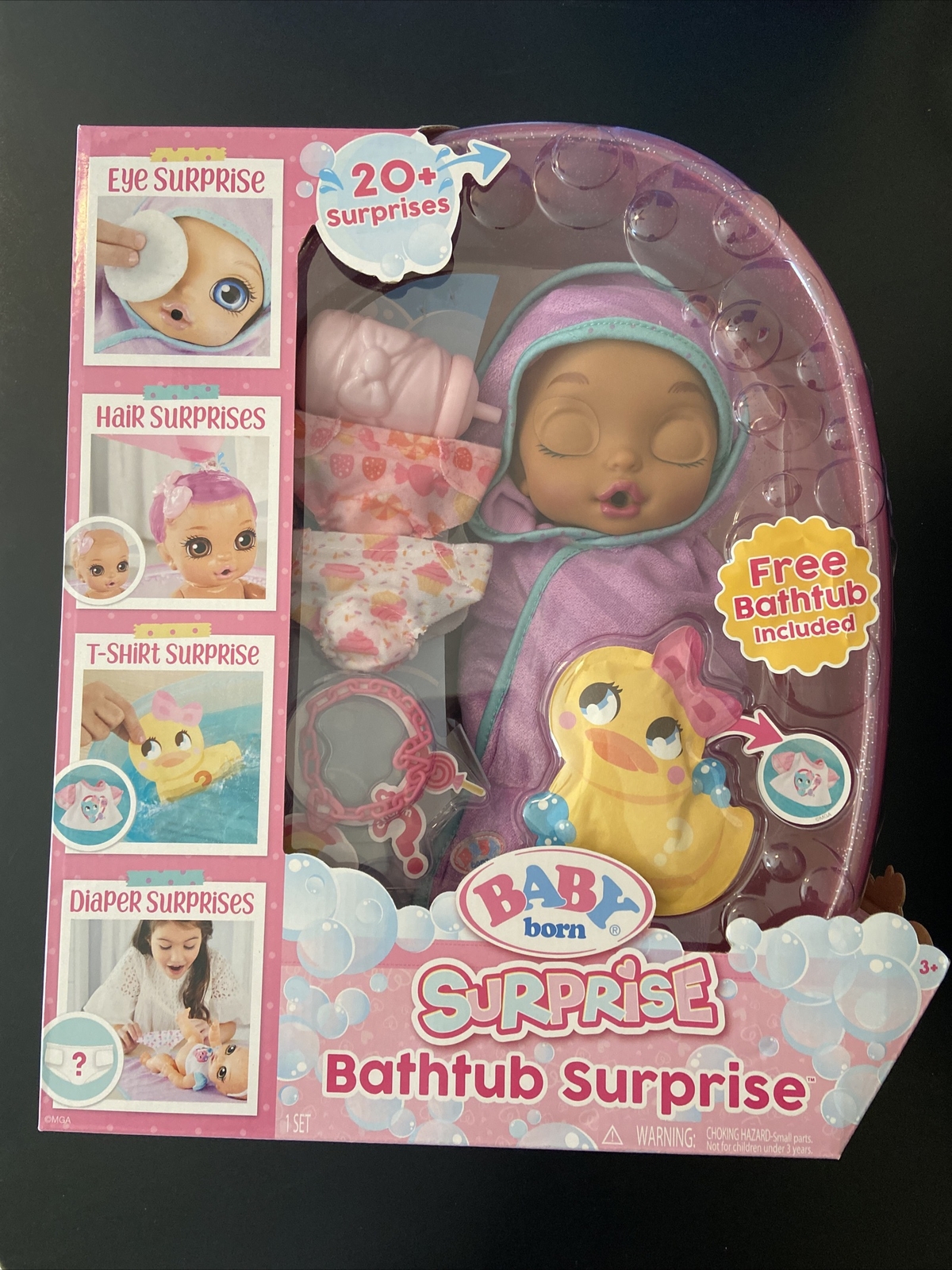 baby born surprise bathtub surprise purple swaddle princess