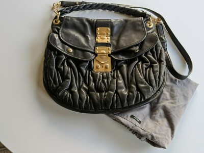 Miu Miu Matelasse Coffer Black Lambskin Leather Shoulder Bag | eBay