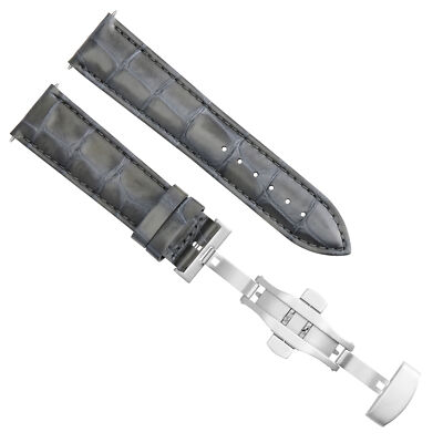 21MM LEATHER WATCH BAND STRAP GREY 