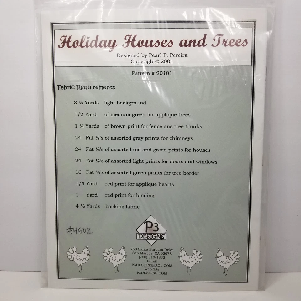 P3 Designs 20101 Holiday House and Pine Trees Quilt Pattern 70" x 70" Project - Image 3 of 3