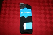 2 PR MENS COLUMBIA WOOL BLEND CREW SOCKS ARCH SUP SHOE SZ 6-12 BLACK RCL17MKSBK1