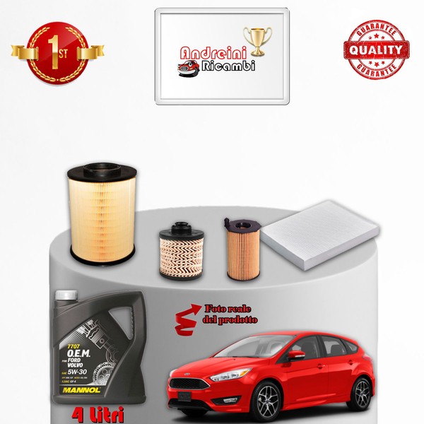 Set Service 4 Filter+4 Liter 5W30 Ford Focus III 1.5 Tdci 77KW 105CV 2014->-image
