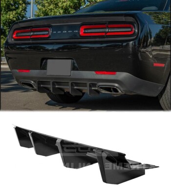 Glossy Black Painted Rear Bumper Diffuser Fits 15-Up Dodge Challenger SRT Style