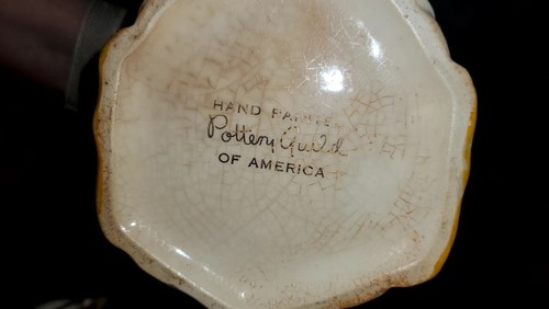 Tarro de galletas de gallo de cerámica de colección pintado a mano gremio de cerámica de América reparado - Imagen 8 de 16