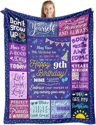 Birthday Gifts for Year Old Girl, yr old girl 60x50 Inch, 9th