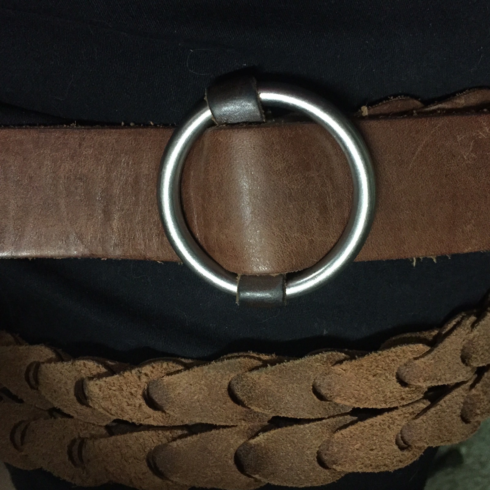 CANDIE's BELT Woven Interlocking Pattern Brown LE… - image 5