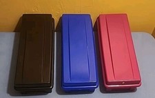 3 Vintage Alpha Cassette Tape Holder Storage Case Holds 15. Black, Blue,  Pink