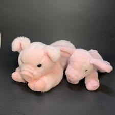 VTG Aurora Plush Pig 10  Pink Pig and 7" Piglet 2018 Stuffed Animal Beanie