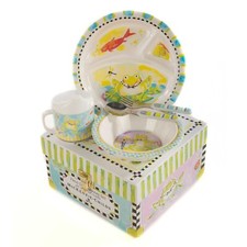 Brand New Mackenzie Childs Frog Toddler  s Dinnerware Set