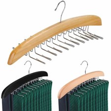 24 Hooks Wooden Belt Hanger Tie Scarf Holder Closet Organizer Rack Hanger 16inch