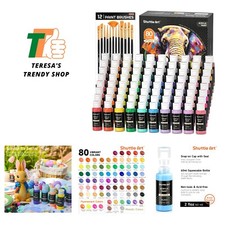 80 Colors Acrylic Paint, Acrylic Paint set with 12 Paint Brushes, 2oz/60ml Bo...
