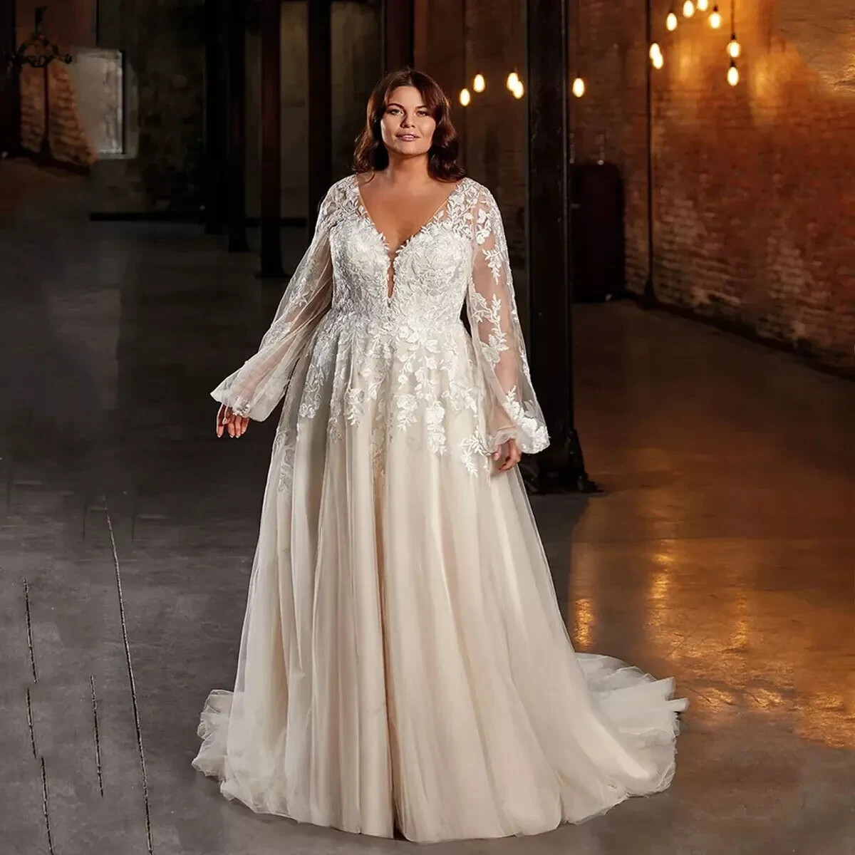 Plus Size A-Line Wedding Dresses V-Neck Backless Lace Appliques Bridal Gowns | eBay Plus Size A-Line Wedding Dresses V-Neck Backless Lace Appliques Bridal Gowns | eBay