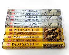 Incense Sticks Cleansing Set: 6 Boxes White Sage  Palo Santo 120 Stick Total