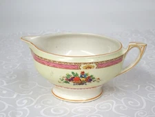 MYOTT  CREAMER & LIDDED SUGAR BOWL Fruit Basket Design ENGLAND Colorful NICE