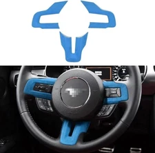 Blue Alcantara Suede Interior Steering Wheel Frame Cover Fits 15-22 Mustang