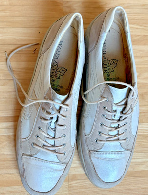 Waldläufer Damen Sneaker Halbschuhe Leder Beige/Weiß Weite H Gr. 5 (38) TOP