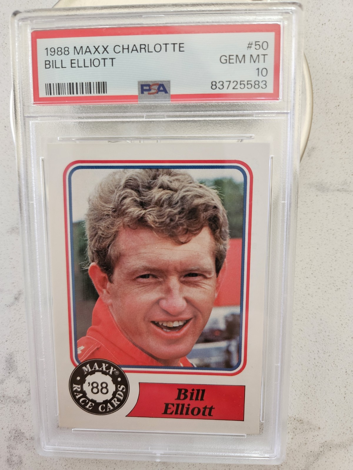 1988 MAXX CHARLOTTE BILL ELLIOTT NASCAR HOF'ER RC #50 GRADED "PSA 10" GEM MINT!! view 4