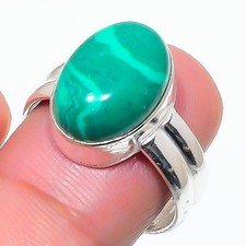 Green Malachite Gemstone 925 Sterling Silver Jewelry All Size Ring For Gift