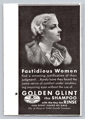 Advertising Print Ad 1935  Golden Glint Shampoo Fastidious Women