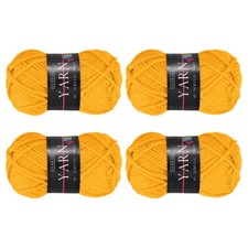 4PCS Crocheting Yarn, Golden Yellow 4Ply Acrylic Yarn 100g, 219Yards