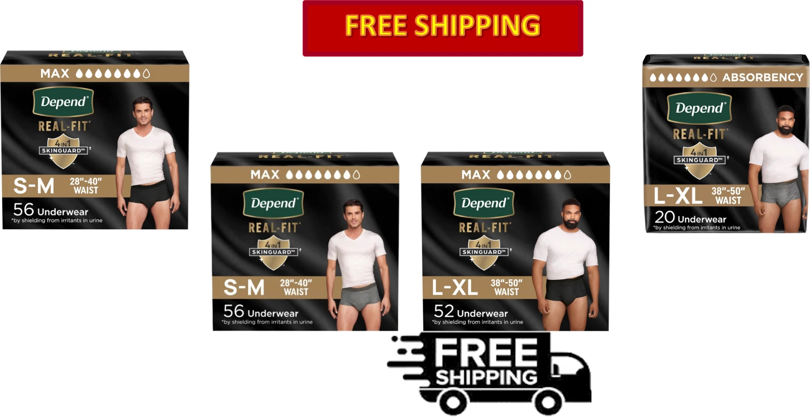 Depend Real Fit Adult Diapers/ Incontinence Men's Underwear, Maximum Absorbency
Opens in a new windo