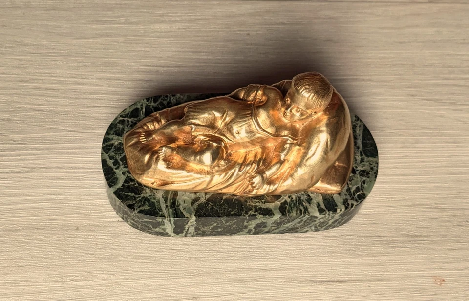 sculpture bronze ancien enfant presse papier - Photo 2/4