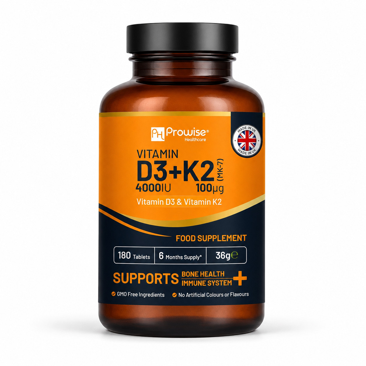 Prowise Vitamin D3 4000IU & K2 MK7 - 180 Vegetarian Tablets Easy to Swallow