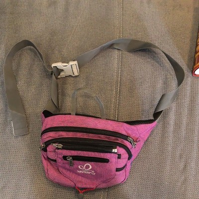 Waterfly Sport-Bauchtasche Rosa/Grau, verstellbarer Gurt, Reißverschlussfächer