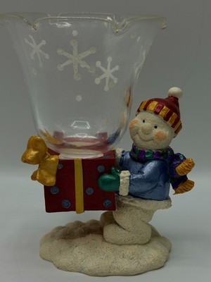 Gorham 1831 Winter Follies Snowman Vodive 5'' candle holder