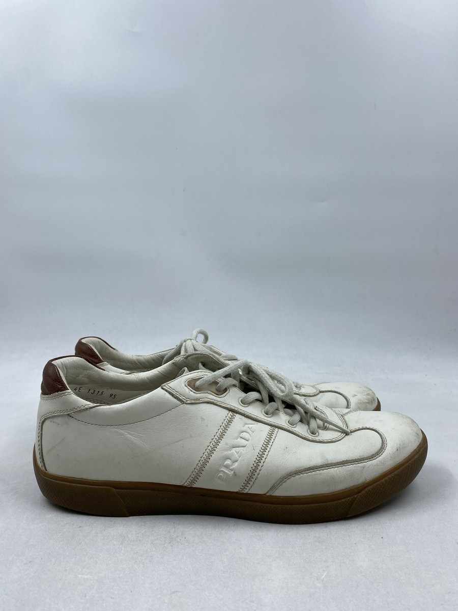 Prada White Leather Low Top Lace Up Sneaker M 9.5 | eBay