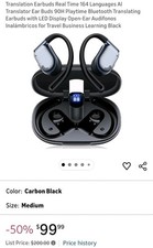 Translation Earbuds Real Time 164 Languages AI Translator Ear Buds 90H Playtime