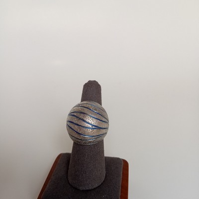 Sterling Silver Arte d' Argento Jacmel Mauritius Enamel Stripe Dome Ring Size 7