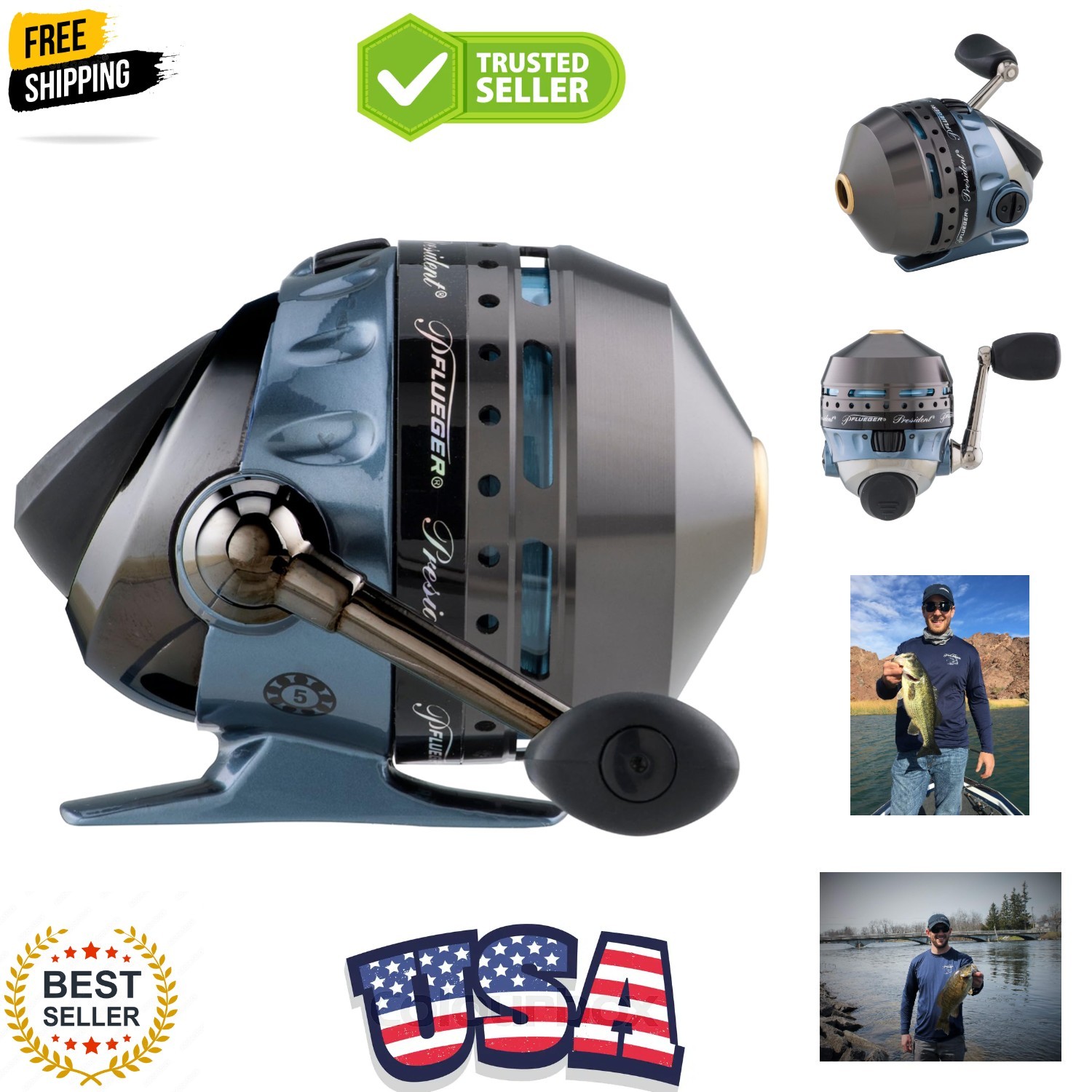 President Spincast Reel, Size 10 Fishing Reel, Right/Left Ha