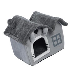 Double Roof Indoor Dog House Removable Cushion Washable Cover Cave Dog House