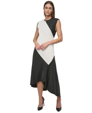 Dkny Fit-and-Flare Dress Black/Ivory, Size 12