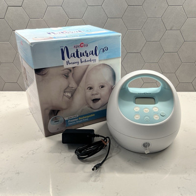 Spectra S1 Rechargeable Electric Breast Pump-White/Blue w/Power Adapter
