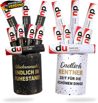 Ruhestand Geschenk 24 Duplo-Banderole Aufkleber +2 Boxen Sticker Verpackung Rent