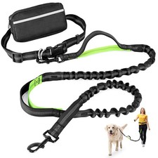 Hands Free Dog Leash with Zipper Pouch, Retractable Bungee Waist Leash with D...