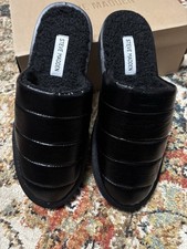 Steve Madden Chex Faux Fur Lined Logo Slide Slippers Black US 9 EU 40 UK 7