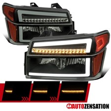 Fit 2004-2012 Colorado Canyon Smoke Led Tube Headlightssequential Corner Lamps
