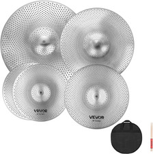 Low Volume Cymbal Pack, 5Pcs Quiet Cymbals for Drum Set, 14'' Hi-Hats,16'' Crash