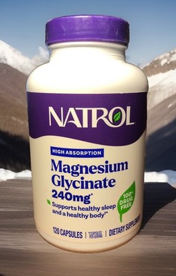 Natrol Magnesium Glycinate 240 mg High Absorption 120 CAPSULES / 2 month Supply
