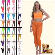 New Ladies Plain Gym Yoga Workout Slim Fit 3/4 Length Capri Pants Crop Leggings