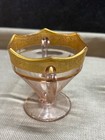 Pink Depression Glass Creamer And Sugar With Gold Trim nice set — photo 3