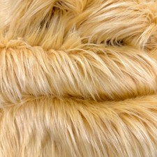 Eden LIGHT CAMEL Shaggy Long Pile Soft Faux Fur Fabric by the Yard