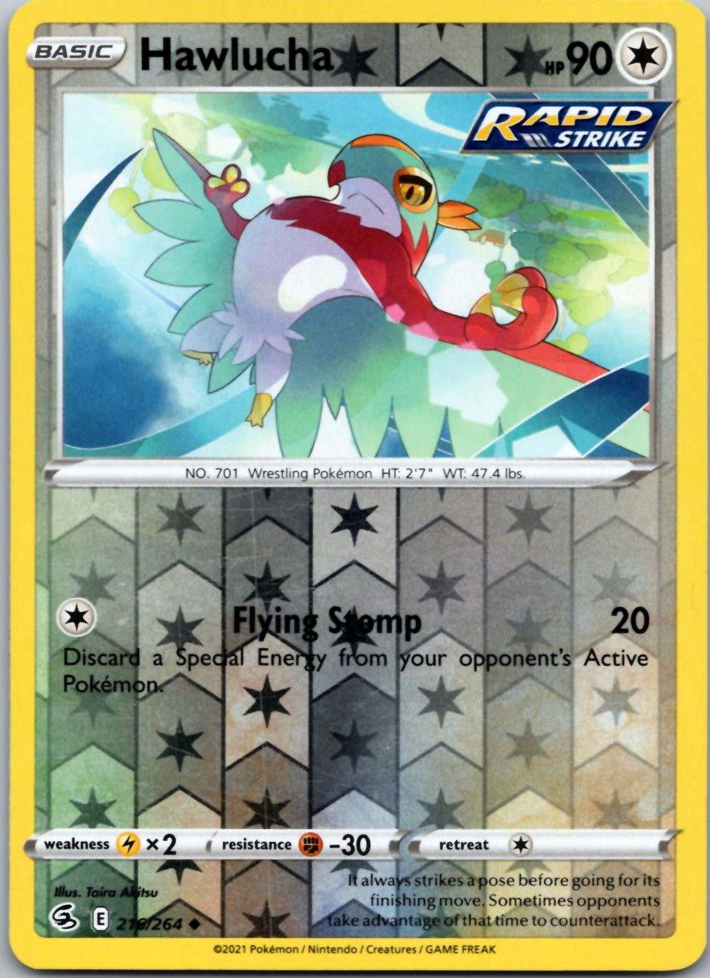 Hawlucha 216/264 Uncommon Fusion Strike Pokemon Reverse Holo Near Mint