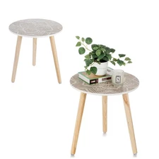 Side Table Small Round: Boho End Tables for Living Room Set of 2 Bohemian Acc...