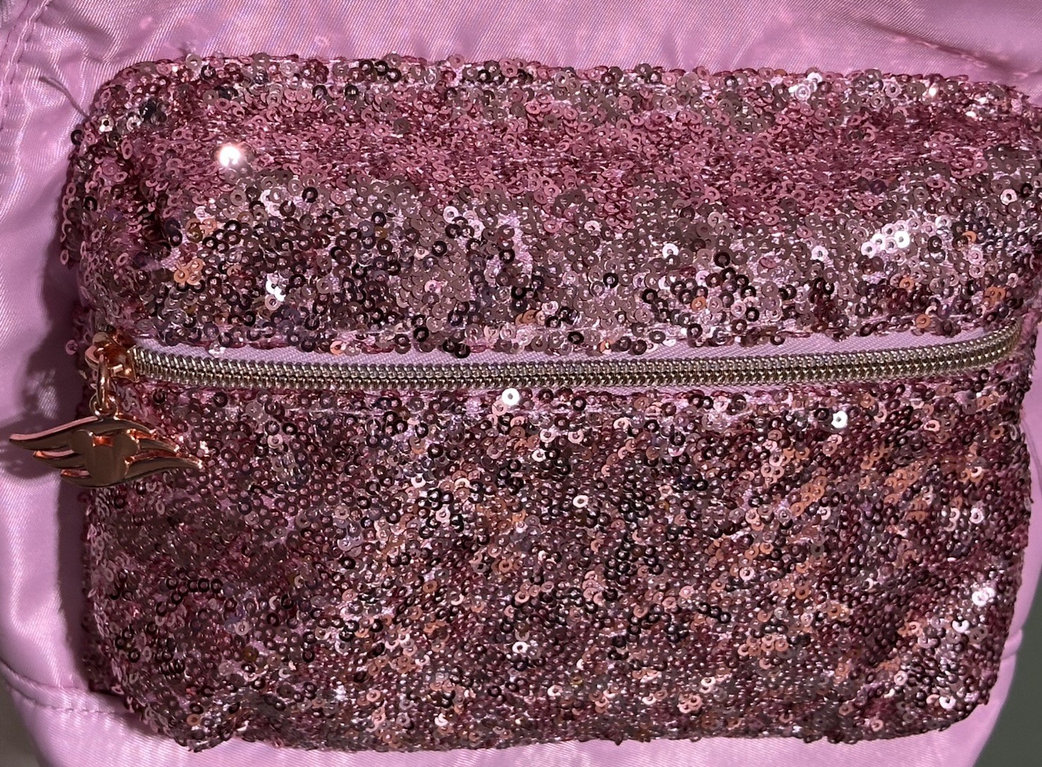 Disney Cruise Line Bibbidi Bobbidi Boutique Backpack Pink bippity Sequins CLEAN