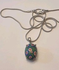 Silber MILLEFIORI CABOCHON Anhänger 925er  m.Kette  anschauen